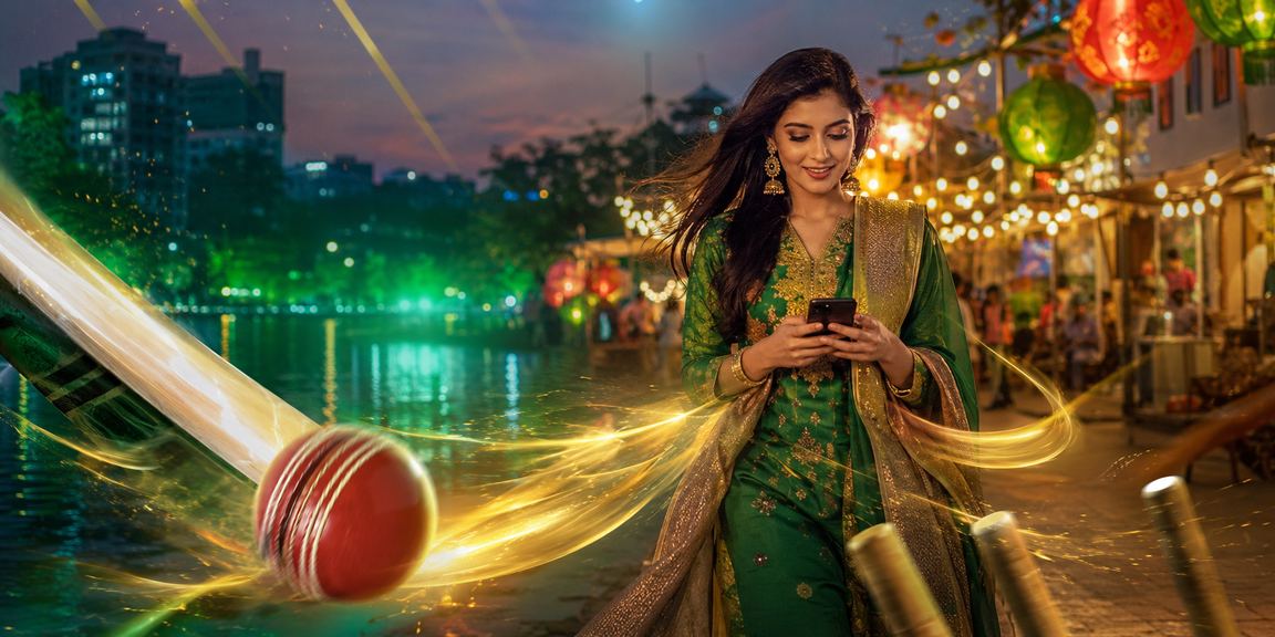 ঢাকায় পহেলা বৈশাখে মোবাইলে ক্রিকেট বেটিং উপভোগ করছেন একজন ব্যবহারকারী